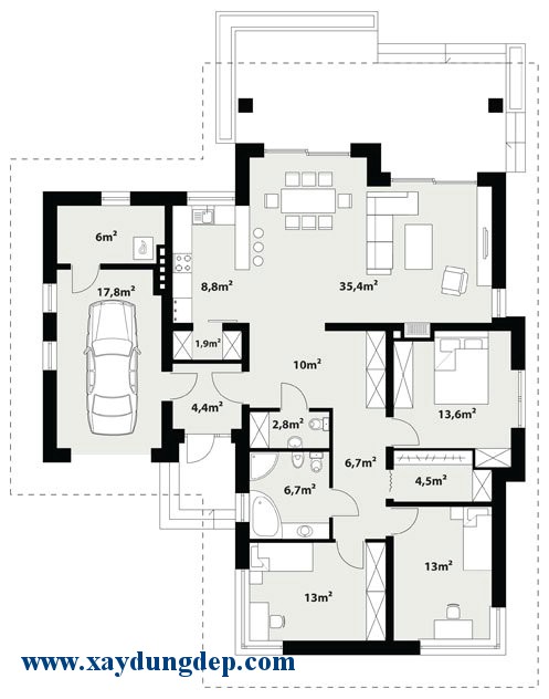 Mẫu thiết kế nhà cấp 4 đẹp