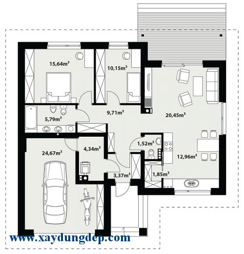 Mẫu thiết kế nhà cấp 4 đẹp